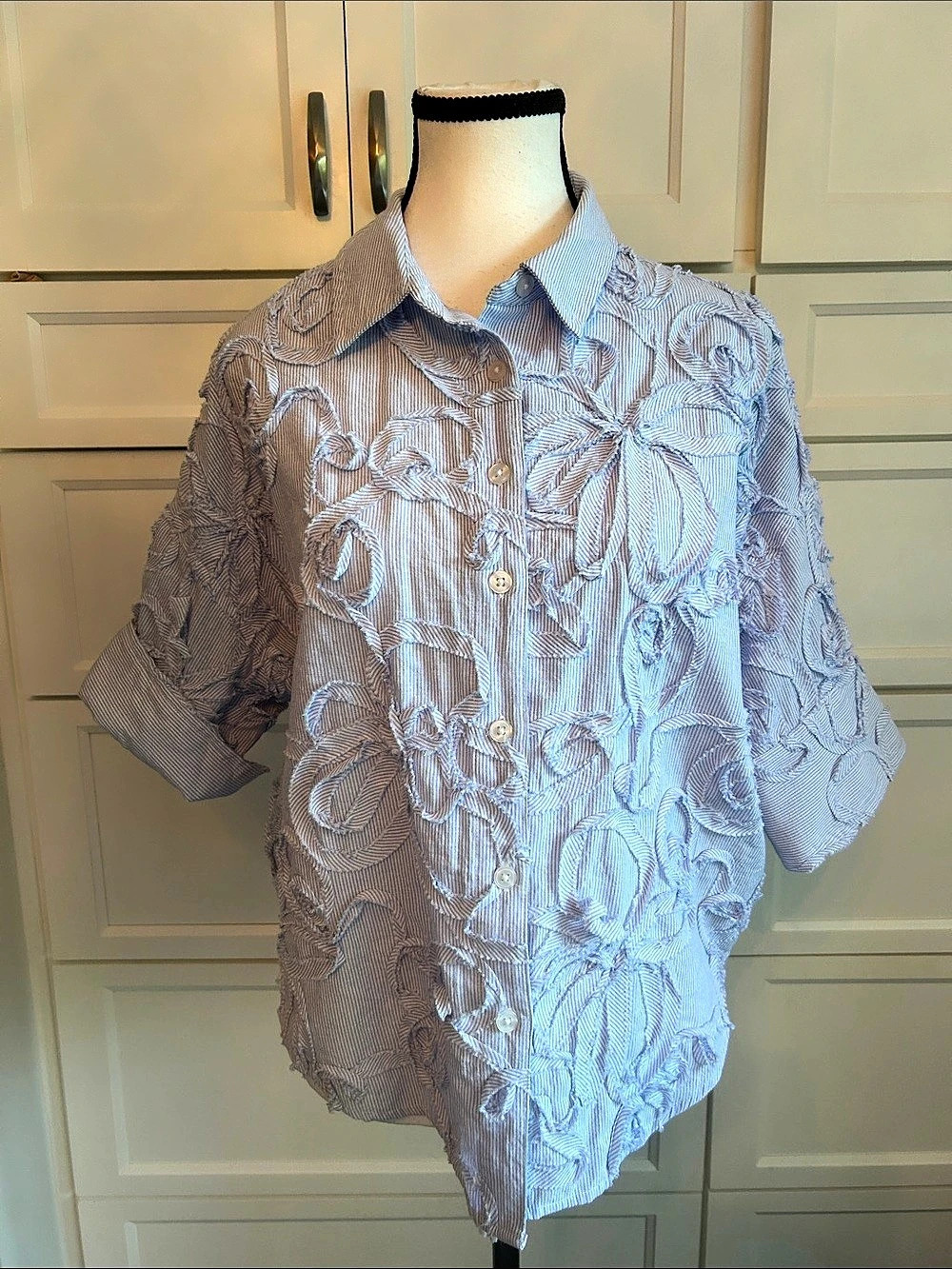 Maeve Anthropologie Boxy Oxford Floral Button Down Shirt